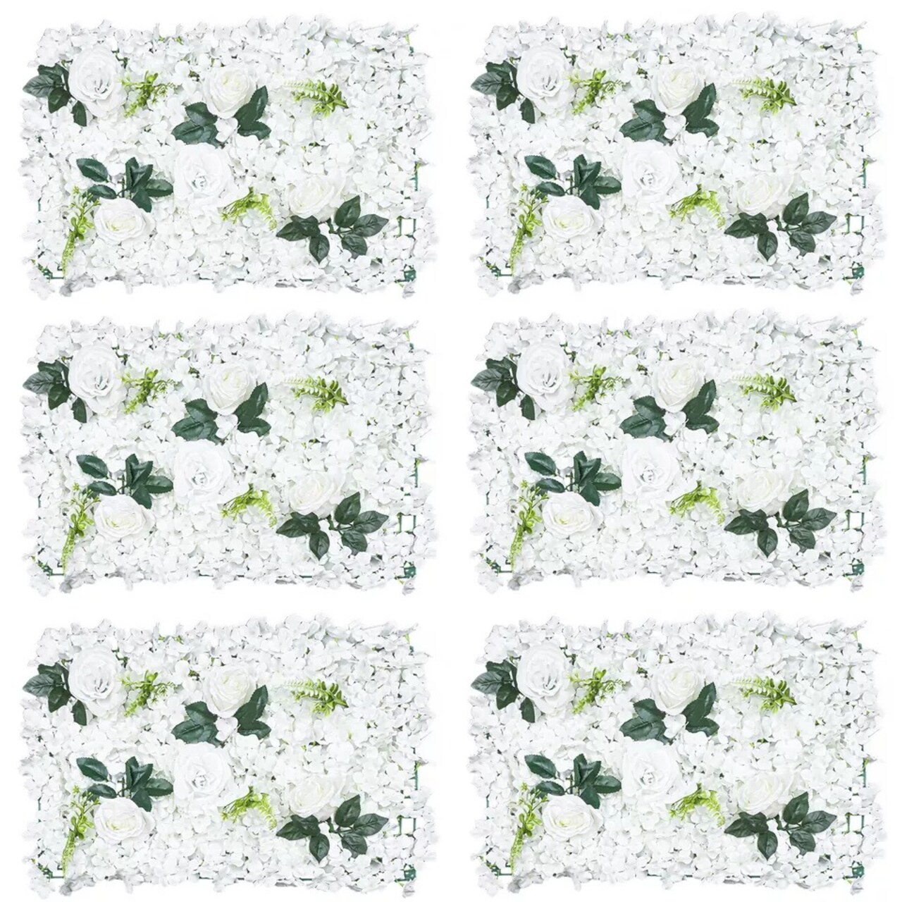 6-Pieces Hydrangea Rose Flower Wall Panels for Wedding Backdrops